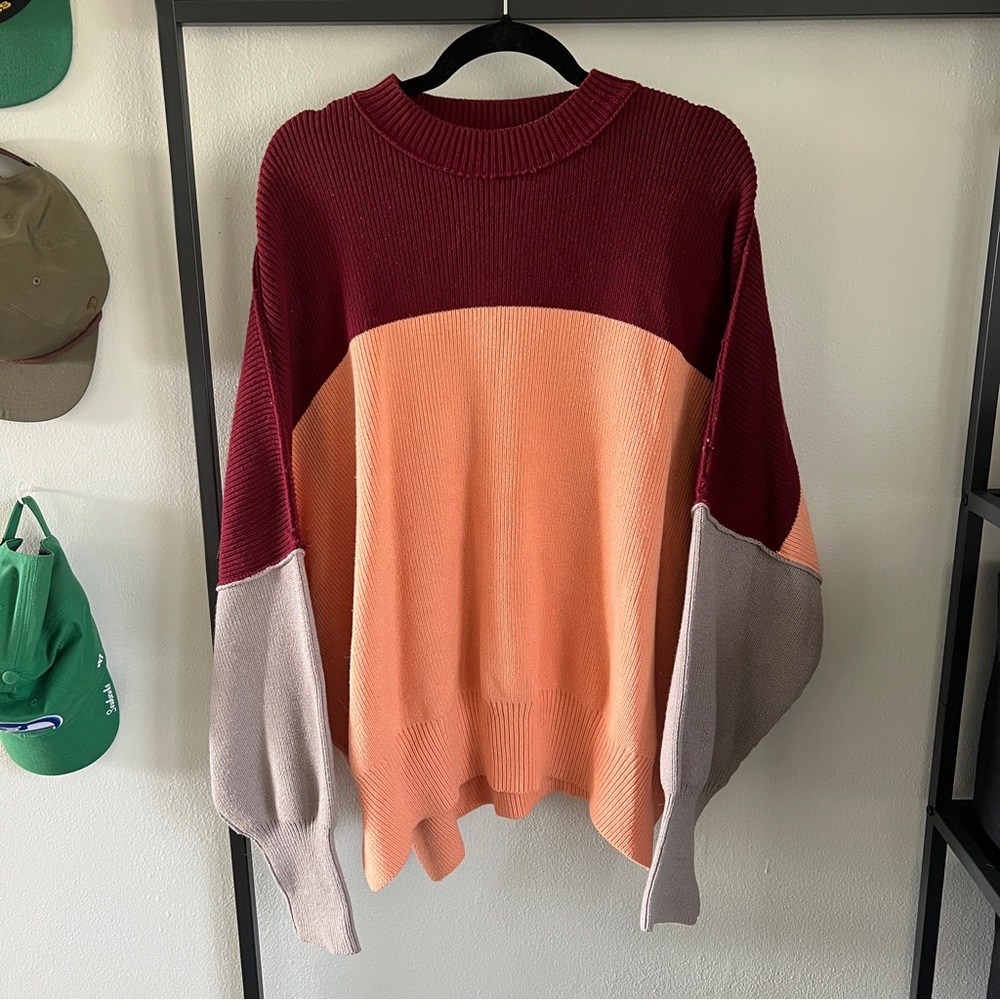 Free People Easy Street Colorblock Sweater Sz S - Picture 11 of 13